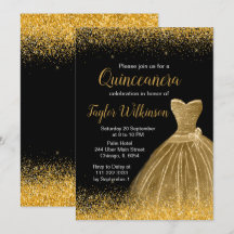 Gold Dress Imitate Glitzer Quinceanera