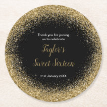Gold Dress Imitate Glitzer Sweet 16 Geburtstag