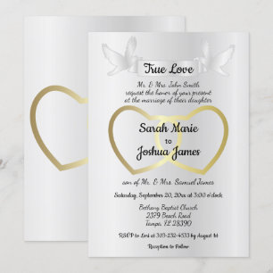 Gold Dual Heart Wedding Einladung