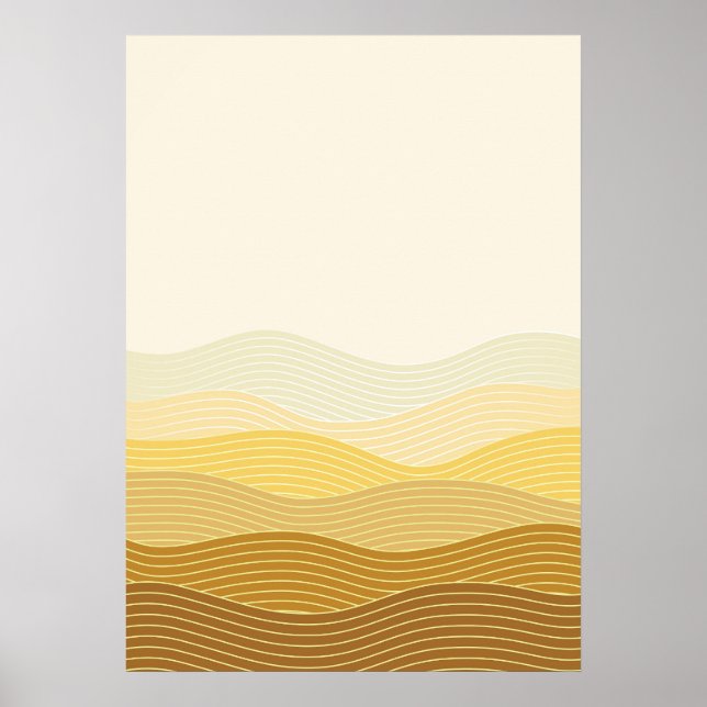 Gold Dunes Minimalistisch Abstraktes Boho Design Poster (Vorne)