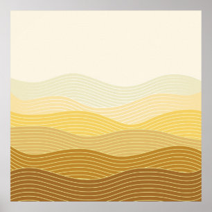 Gold Dunes Minimalistisch Abstraktes Boho Design Poster