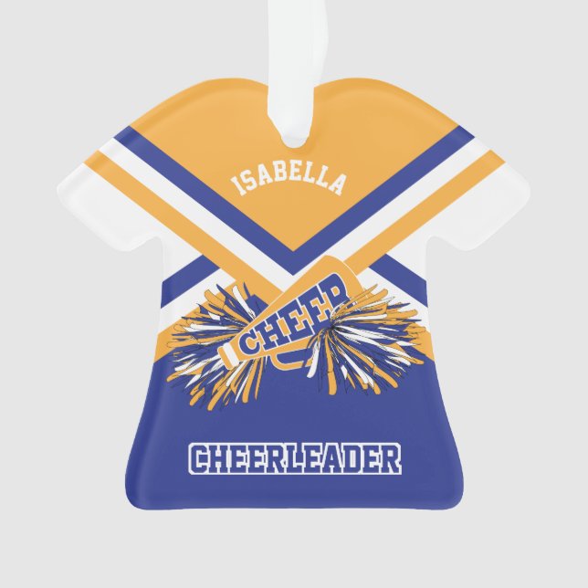 Gold-, dunkelblaue und weißecheerleader ornament (Vorderseite)