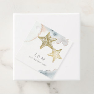 GOLD DUSKY BLUE BEACHY STARFISH MONOGRAM WEDD GESCHENKANHÄNGER