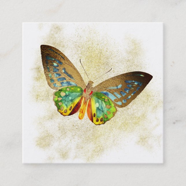 ** Gold Dust Magical Gold Gilde Butterfly Quadratische Visitenkarte (Vorderseite)