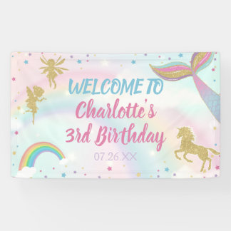 Gold Dust Magical Unicorn Fairy Meerjungfrau Gebur Banner