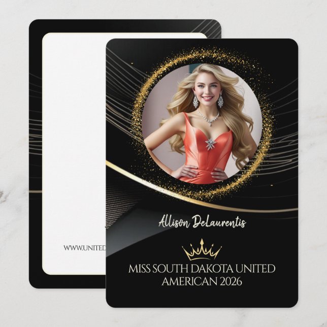 Gold Dust Premium Pageant Promo Card Einladung (Vorne/Hinten)