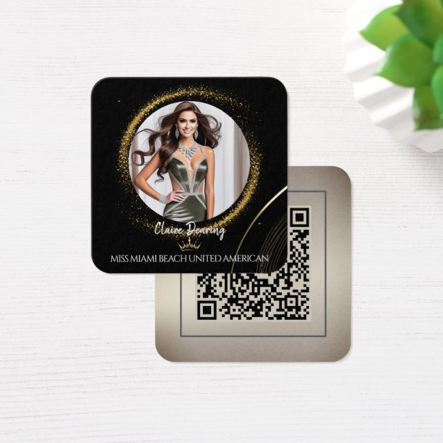 Gold Dust QR Code Photo Profile Card (Schreibtisch)
