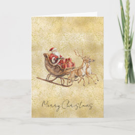 Gold Dust Sparkle Confetti Santa Sleigh Christmas Karte