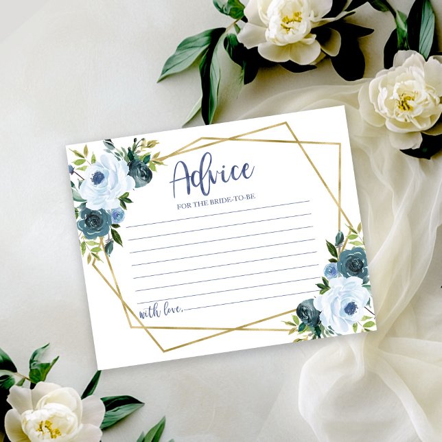 Gold Dusty Blue Floral Brautparty Admin Card Einladung (Von Creator hochgeladen)