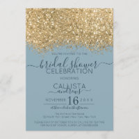 Gold Dusty Blue Glitzer Confetti Brautparty
