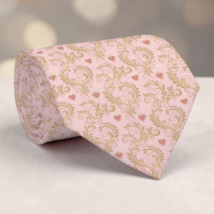 Gold & Dusty Pink Elegante Herz Custom Necktie Krawatte