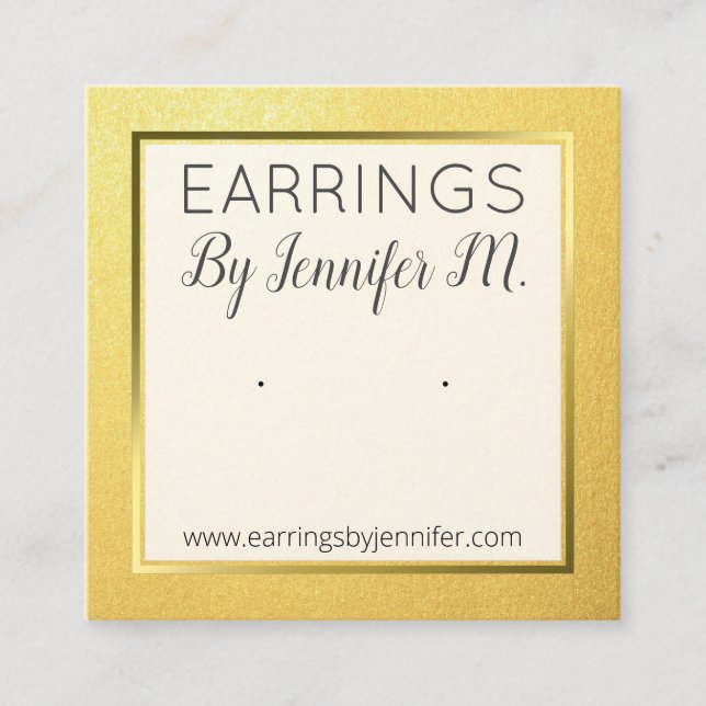 Gold Earring Display Card Holder Handmade Schmuck Quadratische Visitenkarte (Vorderseite)