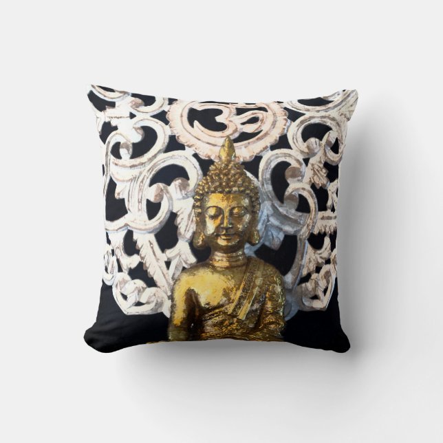 Gold Earth Buddha OM Om Mantra Ajna Meditation Kissen (Vorderseite)
