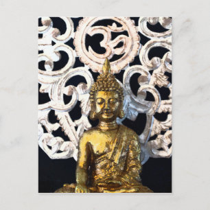 Gold Earth Buddha OM Om Mantra Ajna Meditation Postkarte