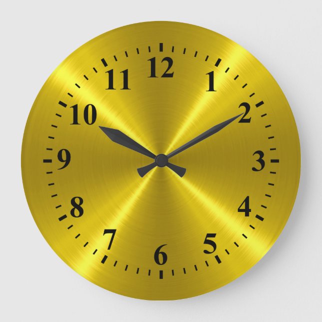 Gold Edelstahlmetalle Große Wanduhr (Vorderseite)