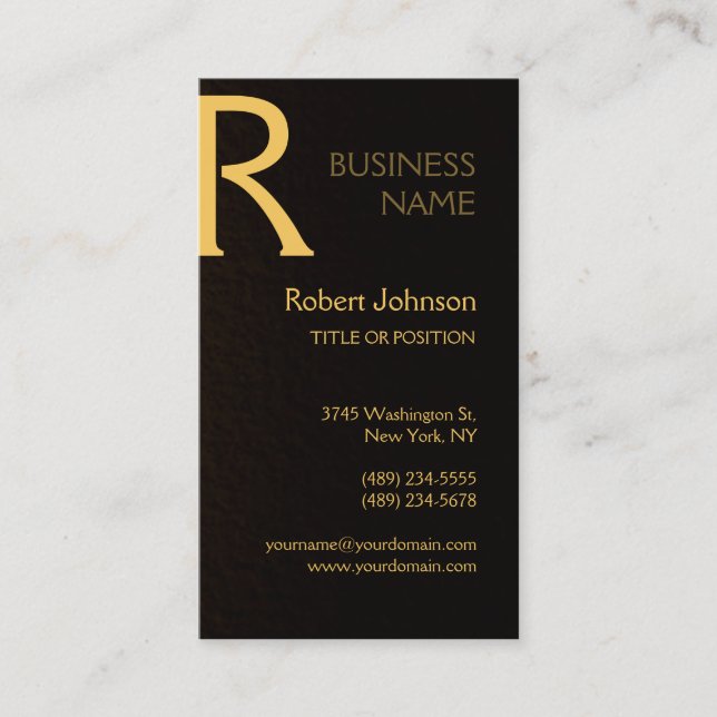 Gold Effect Beruflich Monogram Business Card Visitenkarte (Vorderseite)