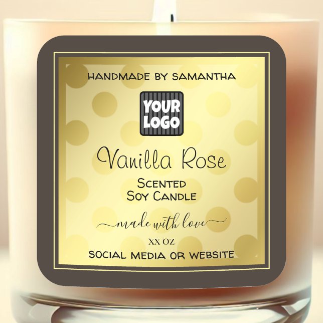 Gold Effect Custom Logo Product Packaging Labels Quadratischer Aufkleber (Von Creator hochgeladen)