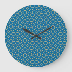 Gold-Effekt, blaue islamische Muster-Wanduhr Große Wanduhr