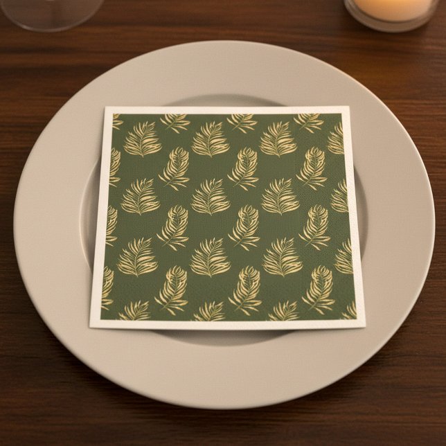 Gold Effekt Farn Blätter Party Serviette (Gold effect fern leaves party napkin.)