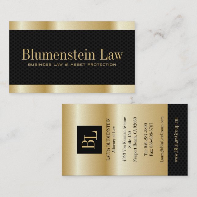 Gold"Effekt-" Rechtsanwalts-Visitenkarten Visitenkarte (Vorne/Hinten)