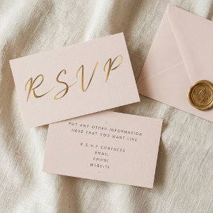 Gold-Effekt Schriftzug, RSVP Brautrosa Begleitkarte