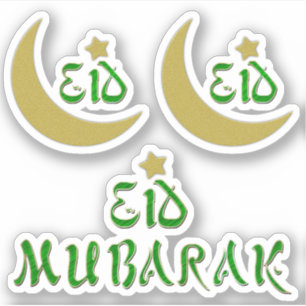 Gold Eid Mubarak Moon Star Typografie Aufkleber