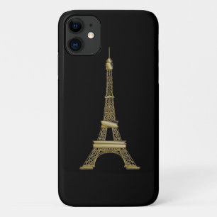 Gold Eiffel Tower French Black iPhone 11 Hülle