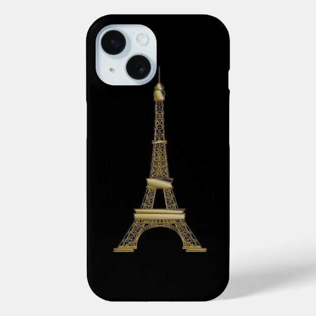 Gold Eiffel Tower French Black Case-Mate iPhone Hülle (Rückseite)
