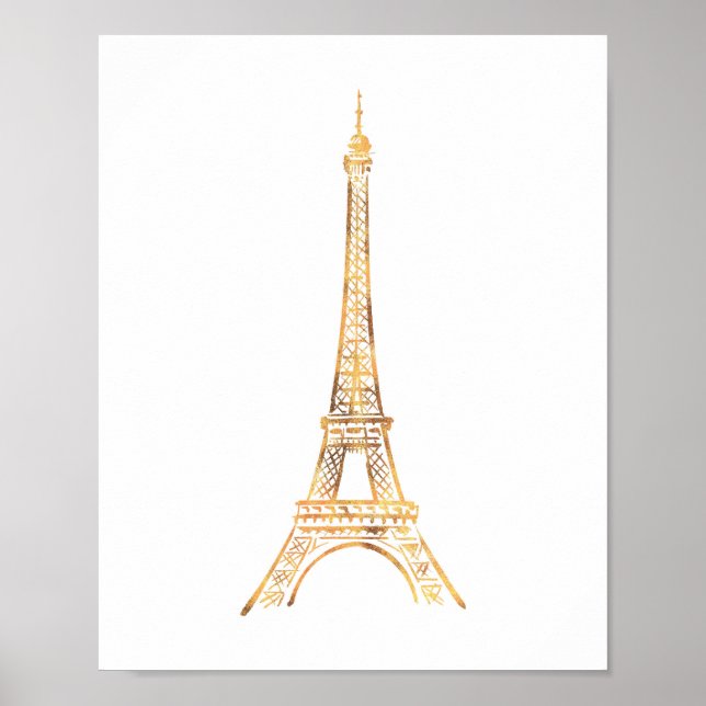 Gold Eiffel Tower Paris Print Poster (Vorne)