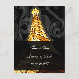 Gold Eiffel Turm Französisch Hochzeit Vielen Dank Postkarte
