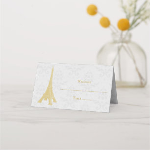 Gold Eiffelturm Damask Empfang Platzkarte
