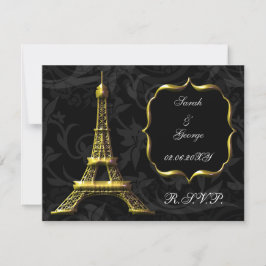 Gold-Eiffelturm-Französisch-Wedding-Karte RSVP Karte