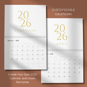 Gold Einfach Elegant 2026 Kalender
