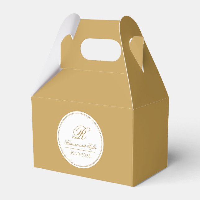 Gold Einfach elegant klassisches Wedding Monogram Geschenkschachtel (Vorderseite)