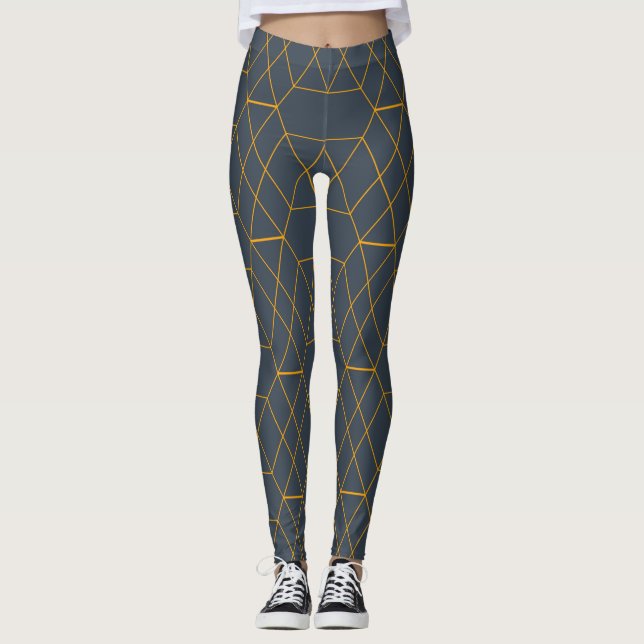 Gold, einfach, modern, cool, trendig geometrisch leggings (Vorderseite)