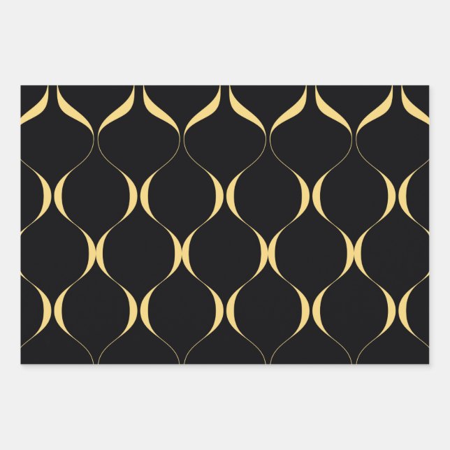 Gold, einfach, modern, luxuriös, wellenförmig geschenkpapier set (Vorderseite)