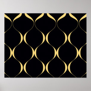 Gold, einfach, modern, luxuriös, wellenförmig poster