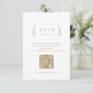 Gold einfache Eleganz botanischen QR Code Hochzeit RSVP Karte