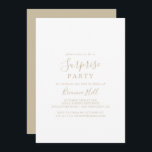 Gold Einfache Minimalistische Überraschung Party E Einladung<br><div class="desc">Diese minimalistische Überraschung-Party Einladung ist perfekt für einen modernen Geburtstag,  einen Ruhestand oder ein Überraschungs-Party. Das einfache und elegante Design zeichnet sich durch klassische und extravagante Schriftzeichen in Gold aus.</div>