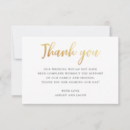Gold einfache Typografie Hochzeit. Moderne Kalligr Dankeskarte