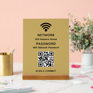 Gold Einfaches elegantes WLAN QR-Netzwerkkennwort Acrylschild