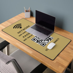 Gold Einfaches elegantes WLAN QR-Netzwerkkennwort Schreibtischunterlage