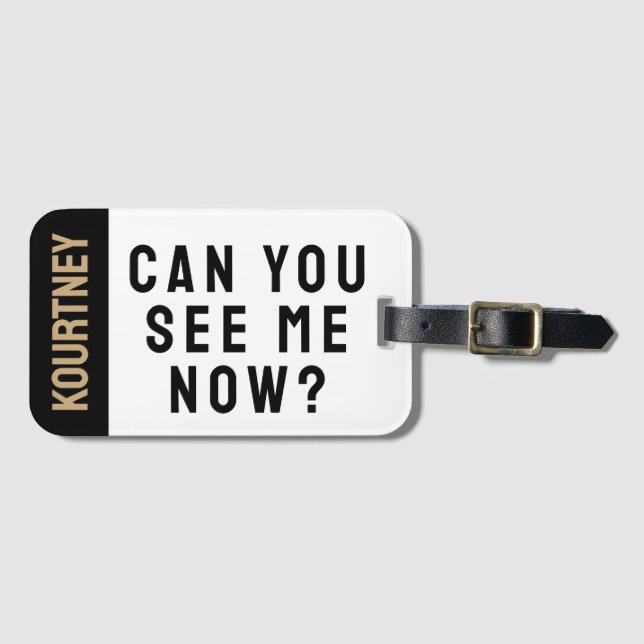 Gold Einfaches Individuelle Name Modernes Funny Fu Gepäckanhänger (Vorderseite (Horizontal))