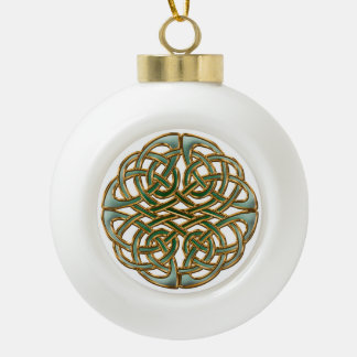 Gold eingefaßter grüner keltischer Knoten Keramik Kugel-Ornament