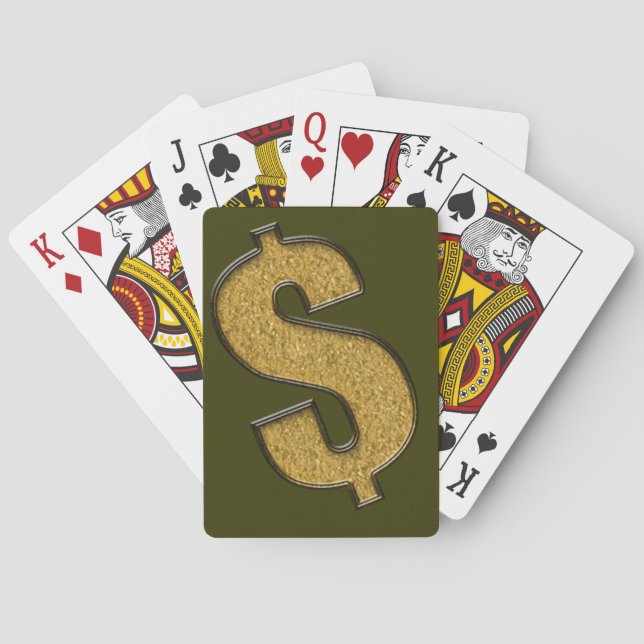 Gold-Eingeweihte Dollar-Zeichen Spielkarten (Rückseite)