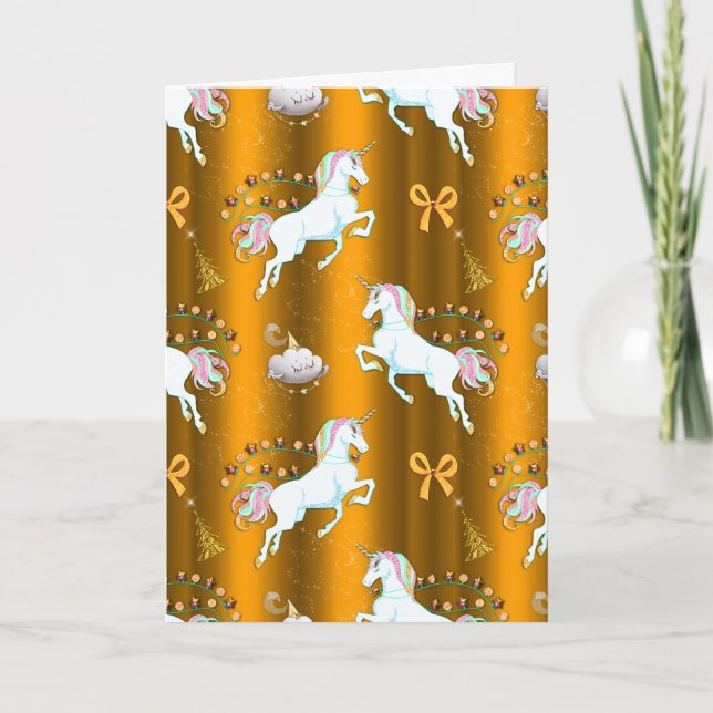 Gold Einhorn Weihnachten Karte (Vorderseite)