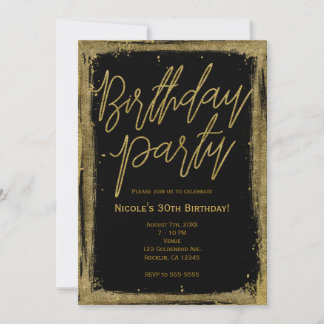 Gold Einzigartiger Glamour Grunge Geburtstagsparty Einladung