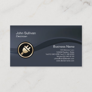 Gold Electric Plug Icon Electrician Business Card Visitenkarte