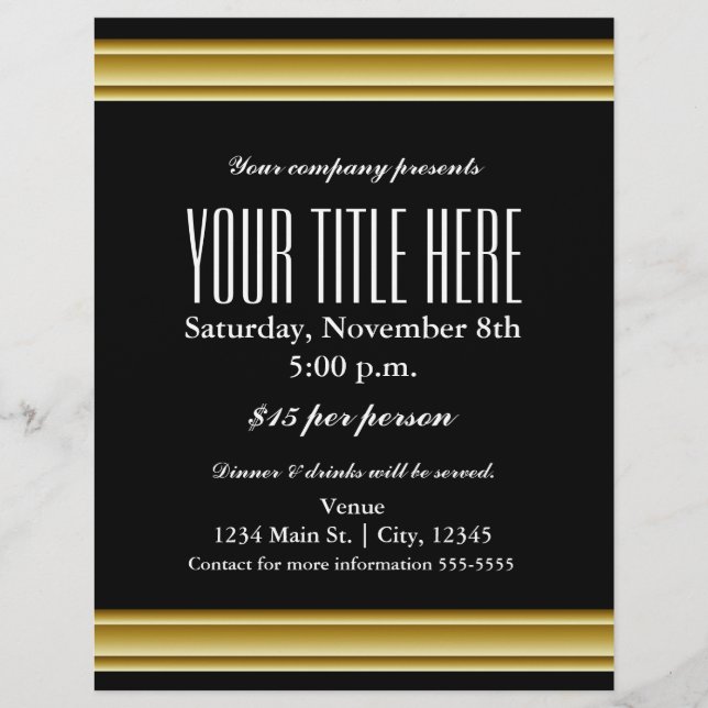 Gold Elegance Glamour Event Flyer Poster (Vorne)