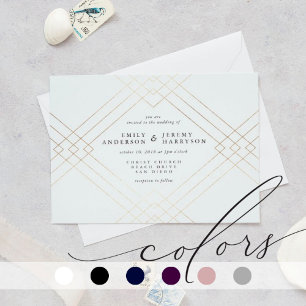 Gold Elegance White Diamond Gatsby Wedding Einladung